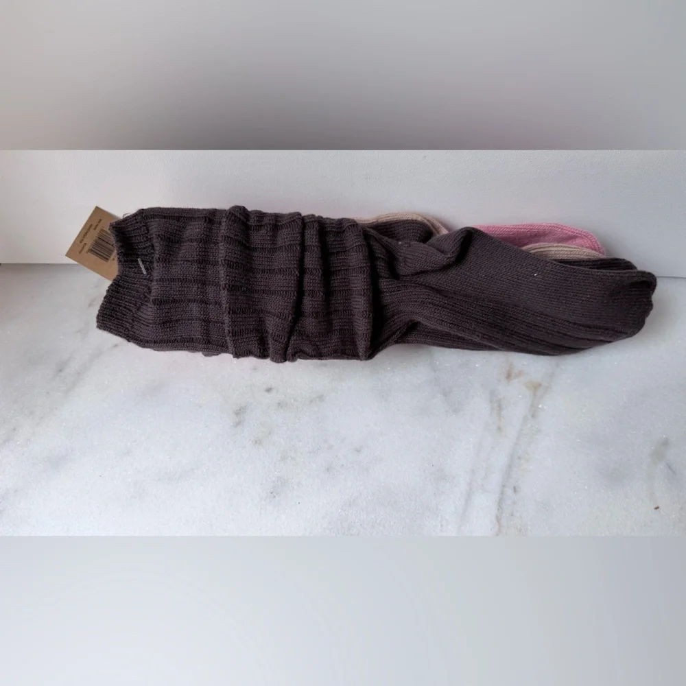 Pink and Brown Knit loose slouchy fit Socks Set of 3